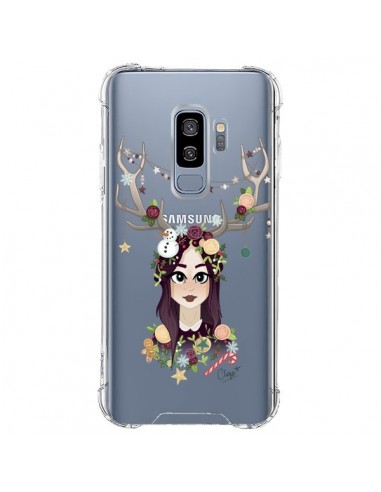 Coque Samsung S9 Plus Christmas Girl Femme Noel Bois Cerf Transparente - Chapo