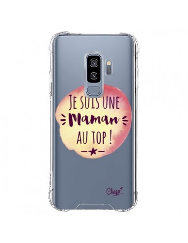 Coque Samsung S9 Plus Je suis une Maman au Top Orange Transparente - Chapo