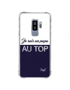 Coque Samsung S9 Plus Je suis un Papa au Top Bleu Marine...