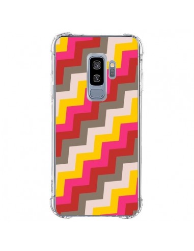 Coque Samsung S9 Plus Lignes Triangle Azteque Rose Rouge - Eleaxart