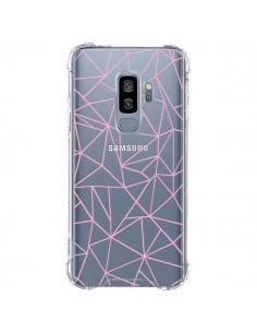 Coque Samsung S9 Plus Lignes Triangle Rose Transparente -...