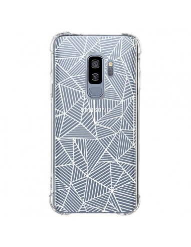 Coque Samsung S9 Plus Lignes Grilles Triangles Full Grid Abstract Blanc Transparente - Project M