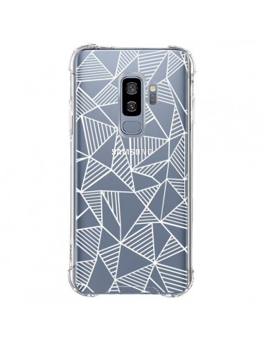 Coque Samsung S9 Plus Lignes Grilles Triangles Grid Abstract Blanc Transparente - Project M