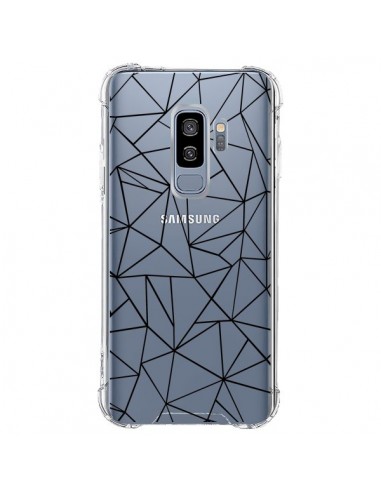 Coque Samsung S9 Plus Lignes Triangles Grid Abstract Noir Transparente - Project M