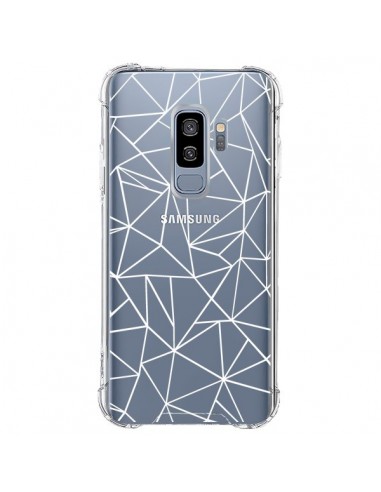 Coque Samsung S9 Plus Lignes Triangles Grid Abstract Blanc Transparente - Project M