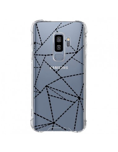 Coque Samsung S9 Plus Lignes Points Abstract Noir Transparente - Project M