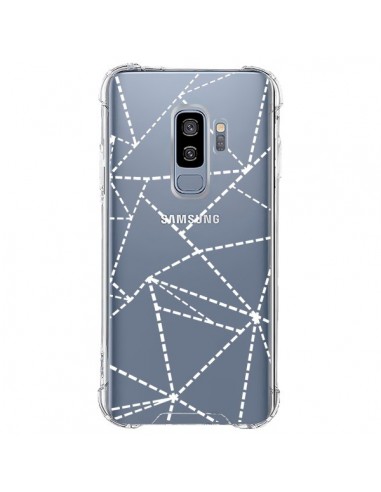 Coque Samsung S9 Plus Lignes Points Abstract Blanc Transparente - Project M