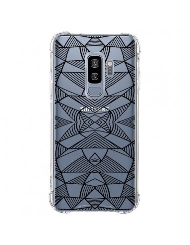 Coque Samsung S9 Plus Lignes Miroir Grilles Triangles Grid Abstract Noir Transparente - Project M