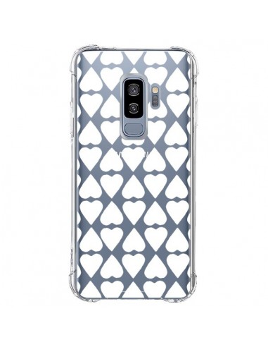 Coque Samsung S9 Plus Coeurs Heart Blanc Transparente - Project M