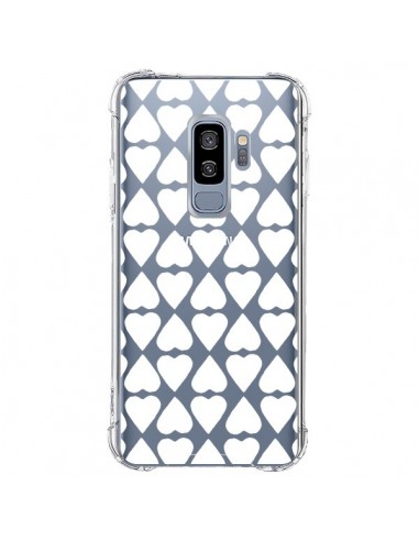 Coque Samsung S9 Plus Coeurs Heart Blanc Transparente - Project M