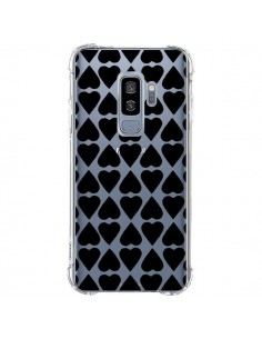 Coque Samsung S9 Plus Coeurs Heart Noir Transparente -...