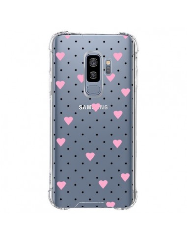 Coque Samsung S9 Plus Point Coeur Rose Pin Point Heart Transparente - Project M