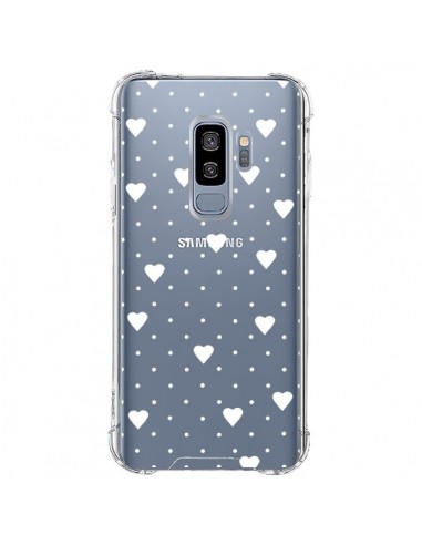 Coque Samsung S9 Plus Point Coeur Blanc Pin Point Heart Transparente - Project M