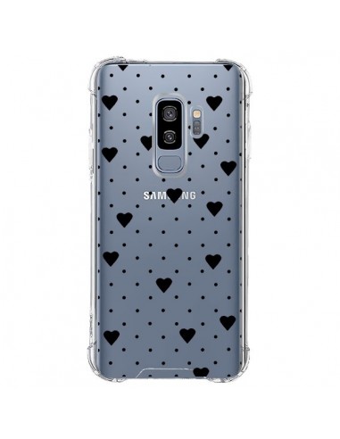 Coque Samsung S9 Plus Point Coeur Noir Pin Point Heart Transparente - Project M