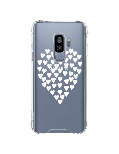 Coque Samsung S9 Plus Coeurs Heart Love Blanc Transparente - Project M