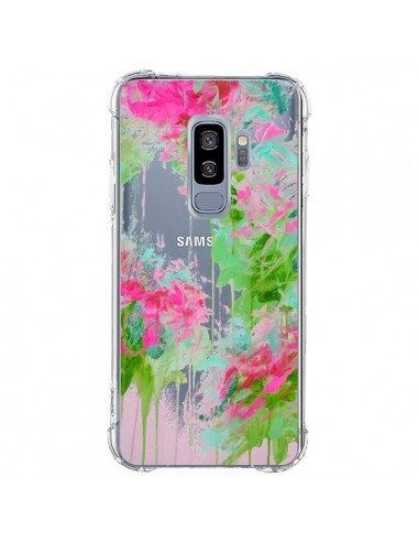 Coque Samsung S9 Plus Fleur Flower Rose Vert Transparente - Ebi Emporium
