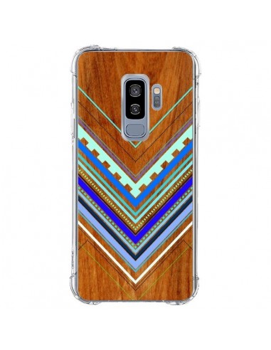 Coque Samsung S9 Plus Azteque Arbutus Blue Bois Aztec Tribal - Jenny Mhairi