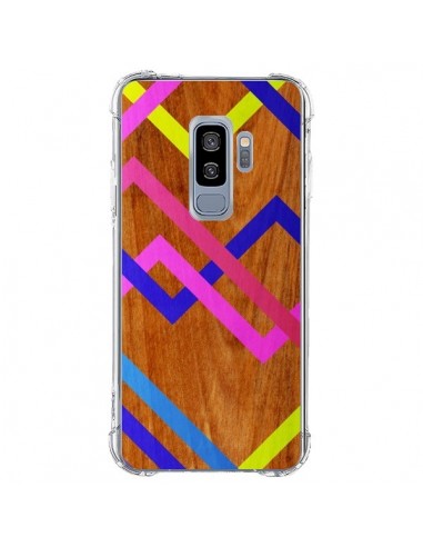 Coque Samsung S9 Plus Pink Yellow Wooden Bois Azteque Aztec Tribal - Jenny Mhairi
