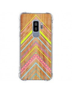 Coque Samsung S9 Plus Wooden Chevron Pink Bois Azteque...