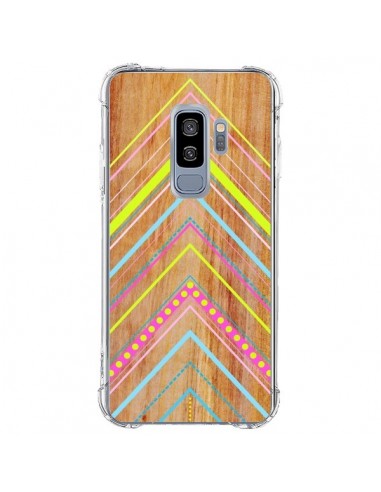 Coque Samsung S9 Plus Wooden Chevron Pink Bois Azteque Aztec Tribal - Jenny Mhairi