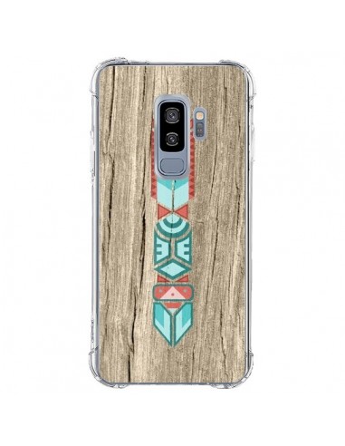 Coque Samsung S9 Plus Totem Tribal Azteque Bois Wood - Jonathan Perez