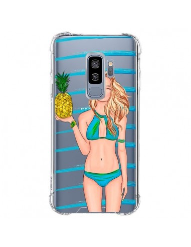 Coque Samsung S9 Plus Malibu Ananas Plage Ete Bleu Transparente - kateillustrate
