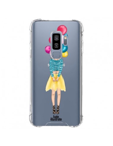 Coque Samsung S9 Plus Girls Balloons Ballons Fille Transparente - kateillustrate