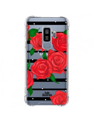 Coque Samsung S9 Plus Red Roses Rouge Fleurs Flowers Transparente - kateillustrate