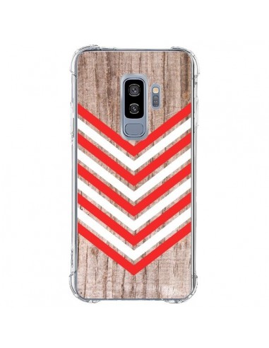 Coque Samsung S9 Plus Tribal Aztèque Bois Wood Flèche Rouge Blanc - Laetitia