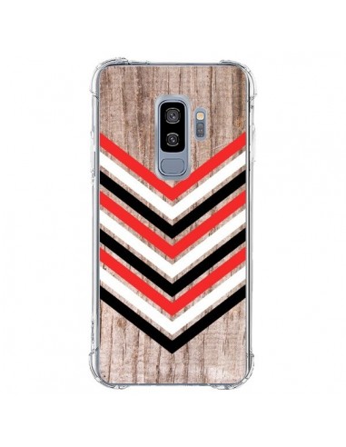 Coque Samsung S9 Plus Tribal Aztèque Bois Wood Flèche Rouge Blanc Noir - Laetitia