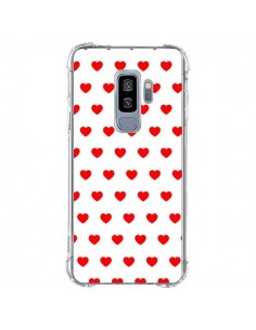 Coque Samsung S9 Plus Coeurs Rouges Fond Blanc - Laetitia