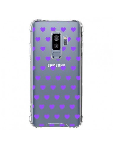 Coque Samsung S9 Plus Coeur Heart Love Amour Violet Transparente - Laetitia