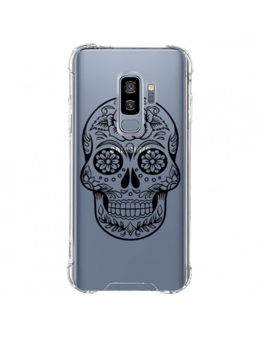 Coque Samsung S9 Plus Tête de Mort Mexicaine Noir Transparente - Laetitia