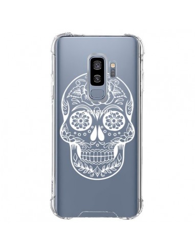 Coque Samsung S9 Plus Tête de Mort Mexicaine Blanche Transparente - Laetitia