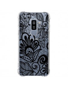 Coque Samsung S9 Plus Lace Fleur Flower Noir Transparente...