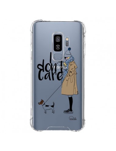 Coque Samsung S9 Plus I don't care Fille Chien Transparente - Lolo Santo