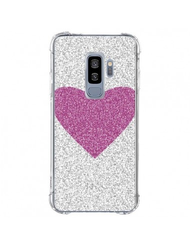Coque Samsung S9 Plus Coeur Rose Argent Love - Mary Nesrala