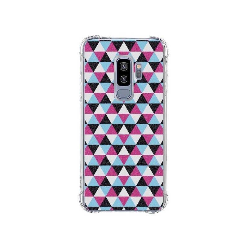 Coque Samsung S9 Plus Azteque Triangles Rose Bleu Gris - Mary Nesrala