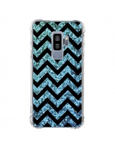 Coque Samsung S9 Plus Chevron Aqua Sparkle Triangle...