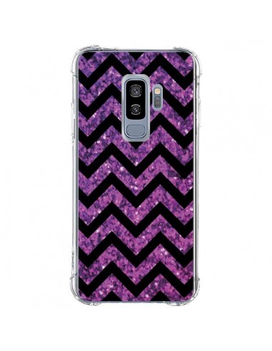 Coque Samsung S9 Plus Chevron Purple Sparkle Triangle Azteque - Mary Nesrala