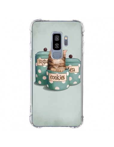 Coque Samsung S9 Plus Chaton Chat Kitten Boite Cookies Pois - Maryline Cazenave