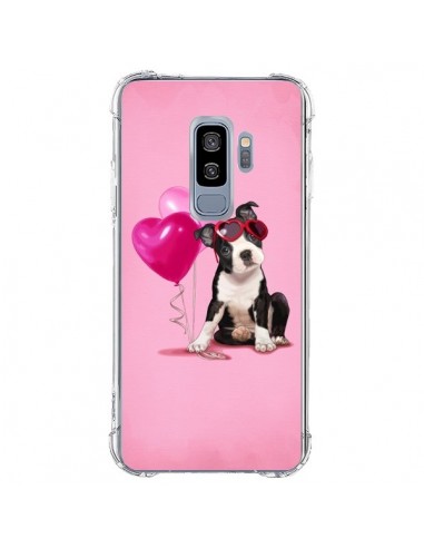 Coque Samsung S9 Plus Chien Dog Ballon Lunettes Coeur Rose - Maryline Cazenave