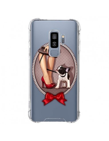 Coque Samsung S9 Plus Lady Jambes Chien Bulldog Dog Pois Noeud Papillon Transparente - Maryline Cazenave