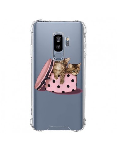 Coque Samsung S9 Plus Chaton Chat Kitten Boite Pois Transparente - Maryline Cazenave
