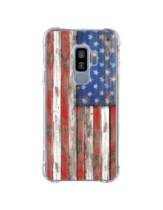 Coque Samsung S9 Plus Drapeau USA Vintage Bois Wood -...