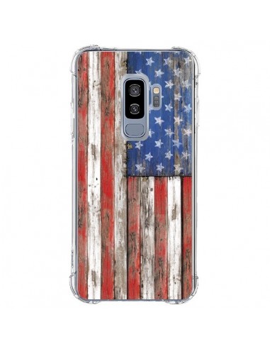 Coque Samsung S9 Plus Drapeau USA Vintage Bois Wood - Maximilian San