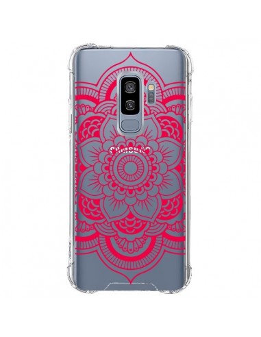 Coque Samsung S9 Plus Mandala Rose Fushia Azteque Transparente - Nico
