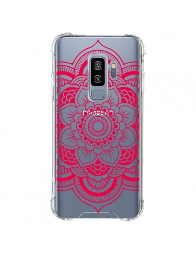 Coque Samsung S9 Plus Mandala Rose Fushia Azteque Transparente - Nico