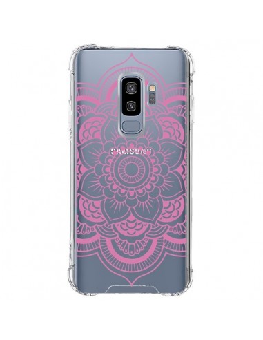 Coque Samsung S9 Plus Mandala Rose Clair Azteque Transparente - Nico