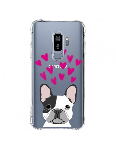 Coque Samsung S9 Plus Bulldog Français Coeurs Chien Transparente - Pet Friendly